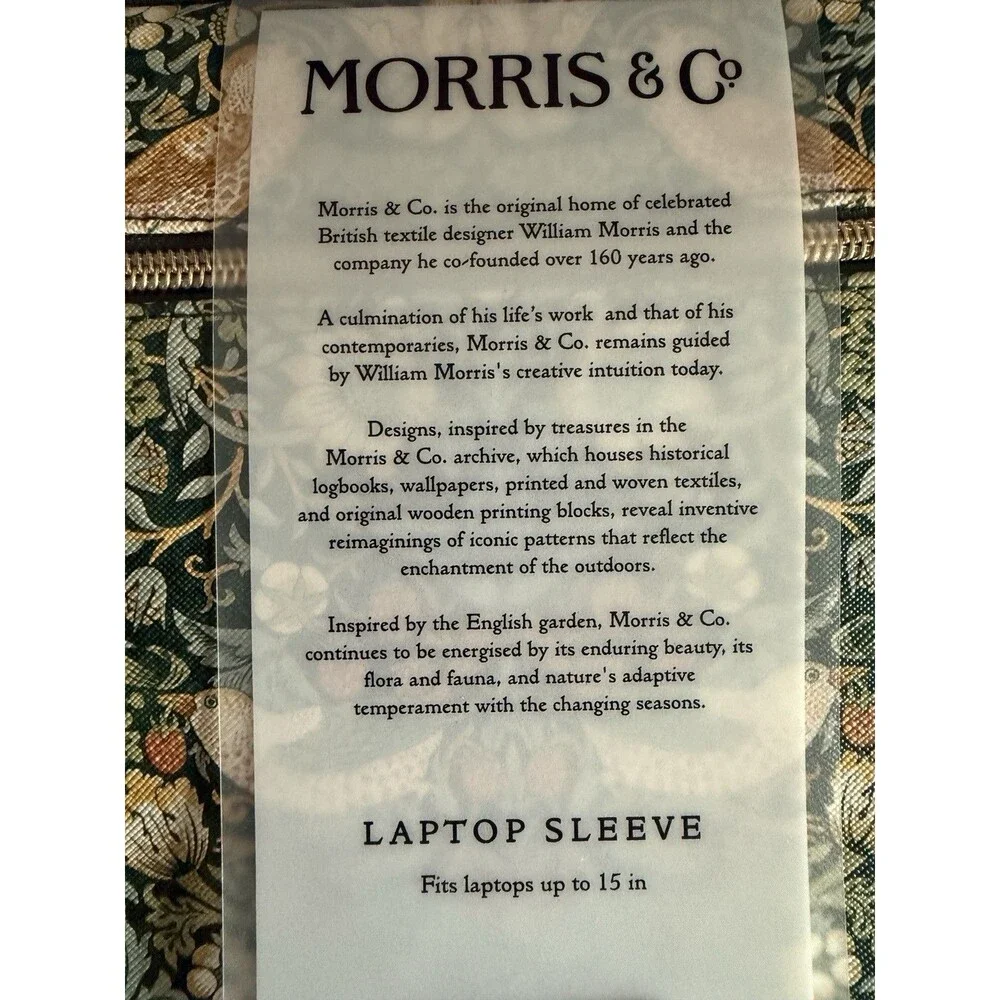 William Morris & Co Strawberry Thief Laptop Sleeve Case Padded Fits Up to 15